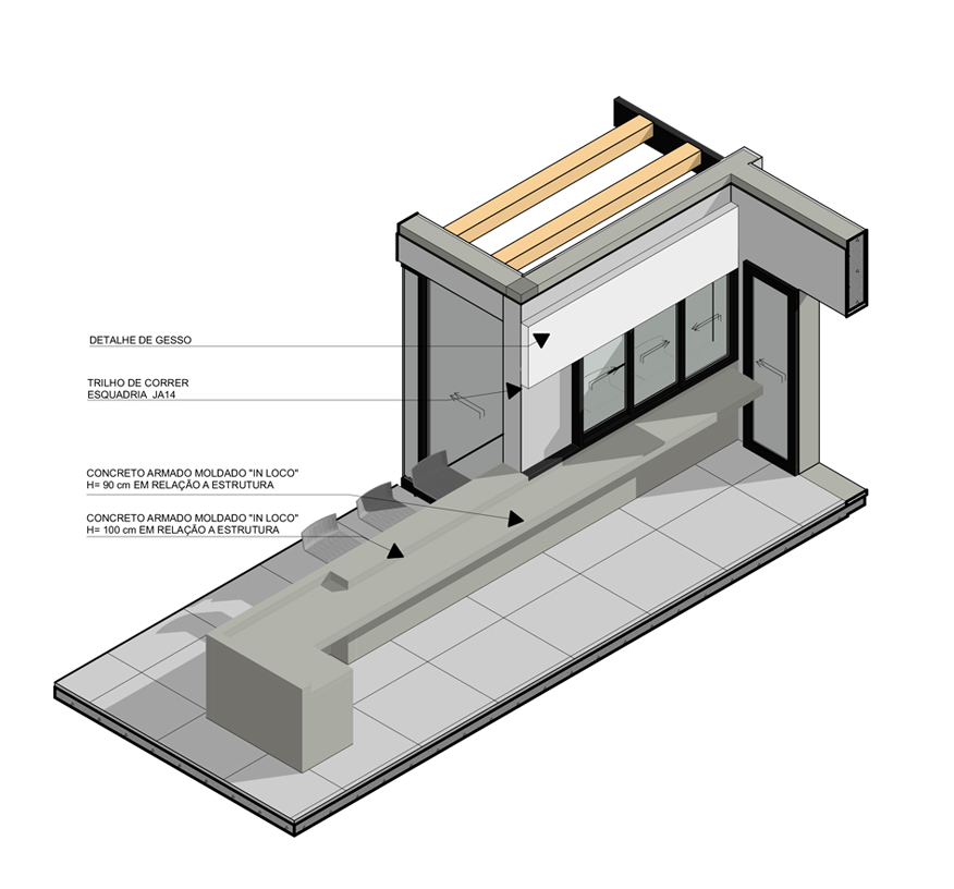Isométrica de Detalhamento — Bancada de Concreto